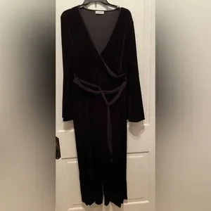 Calvin klein black velvet jumpsuit on sale
